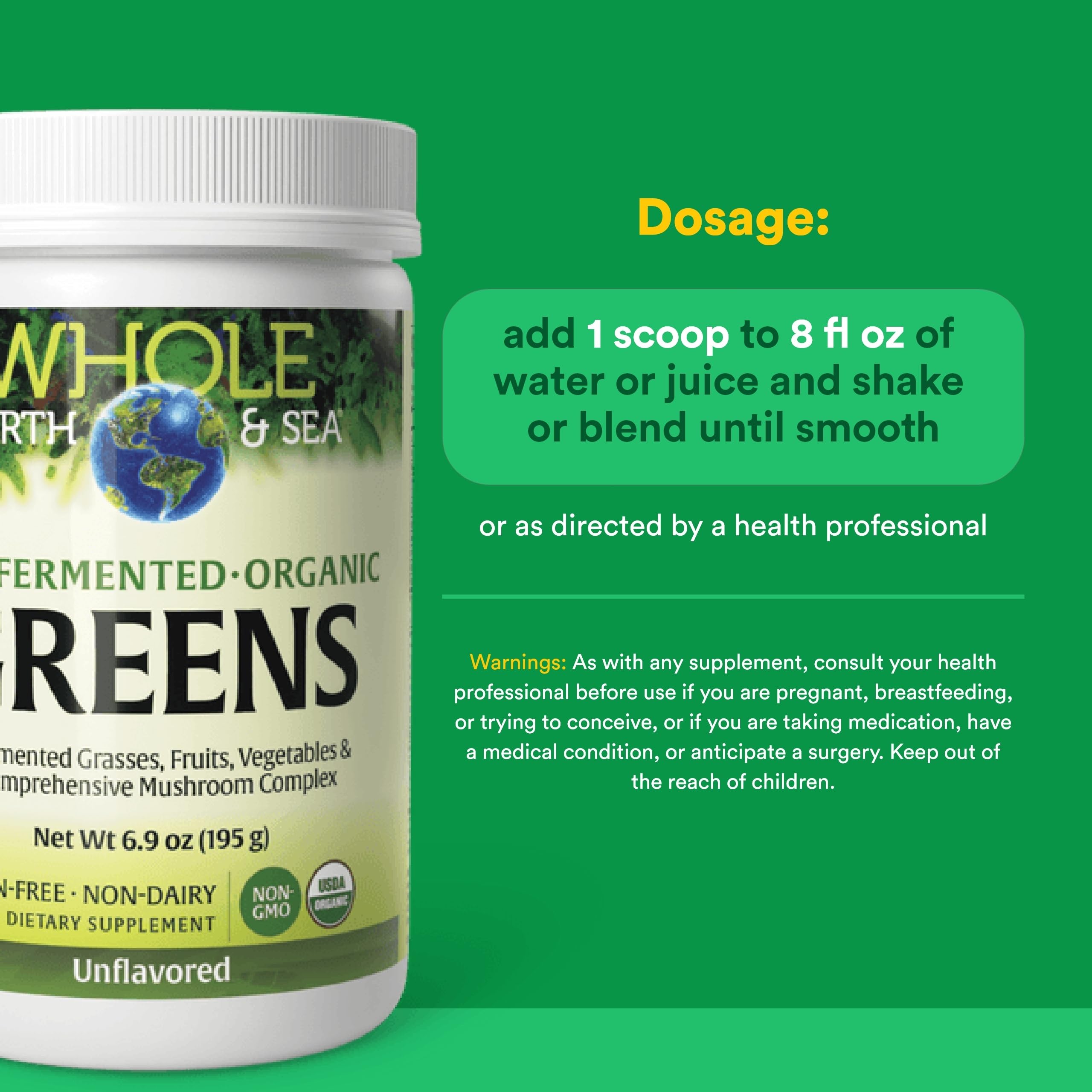 Natural Factors Greens – poudre verte prête à être mélangée, idéale dans une boisson nutritive.