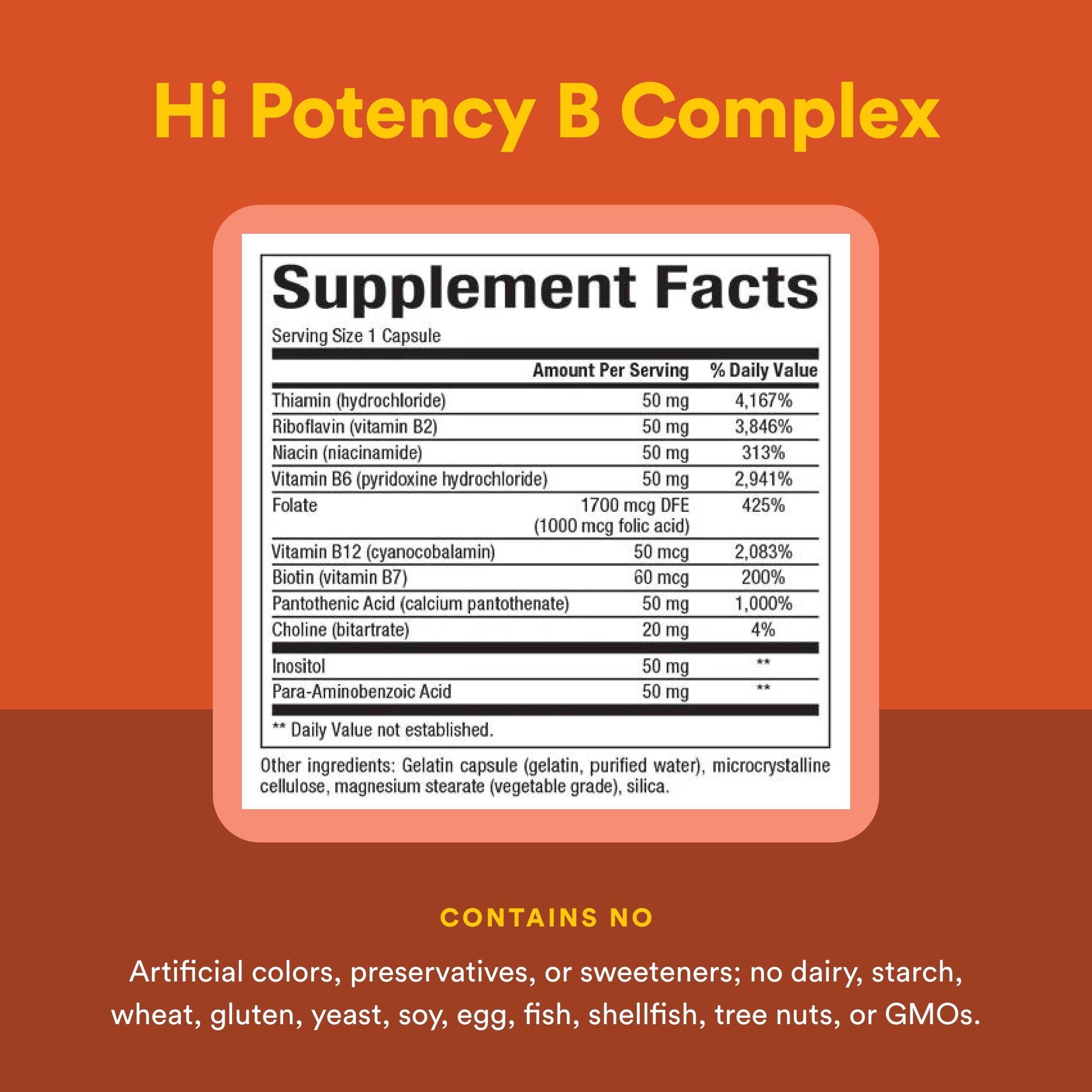 Natural Factors Hi Potency B Complex – etiquette claire, traçabilité des ingrédients.
