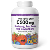Natural Factors Kids Vitamin C 500 mg, saveur bleuets, soutien immunitaire potentiel pour enfants.