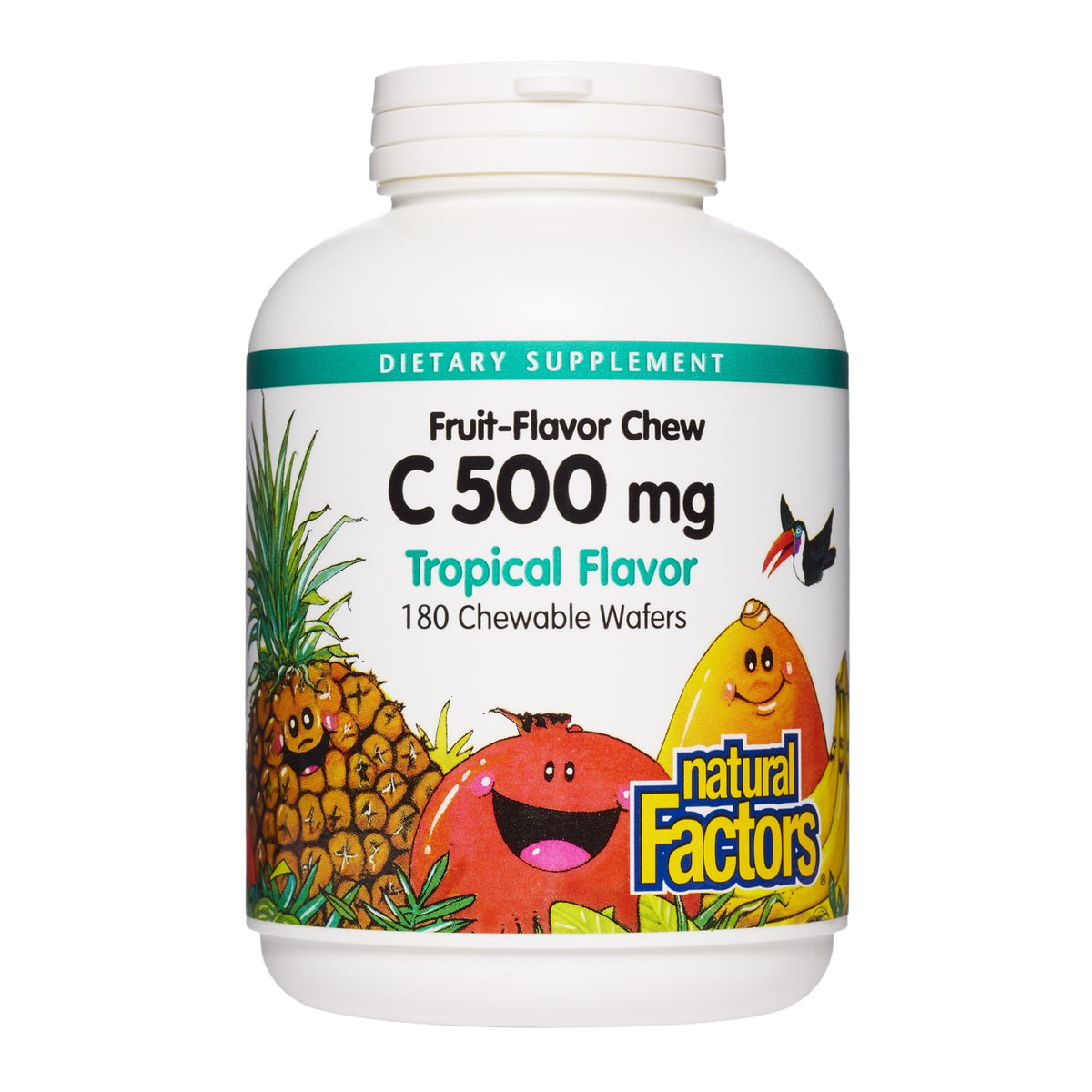 Natural Factors Kids, bouteille vitamine C 500 mg, soutien immunitaire potentiel.