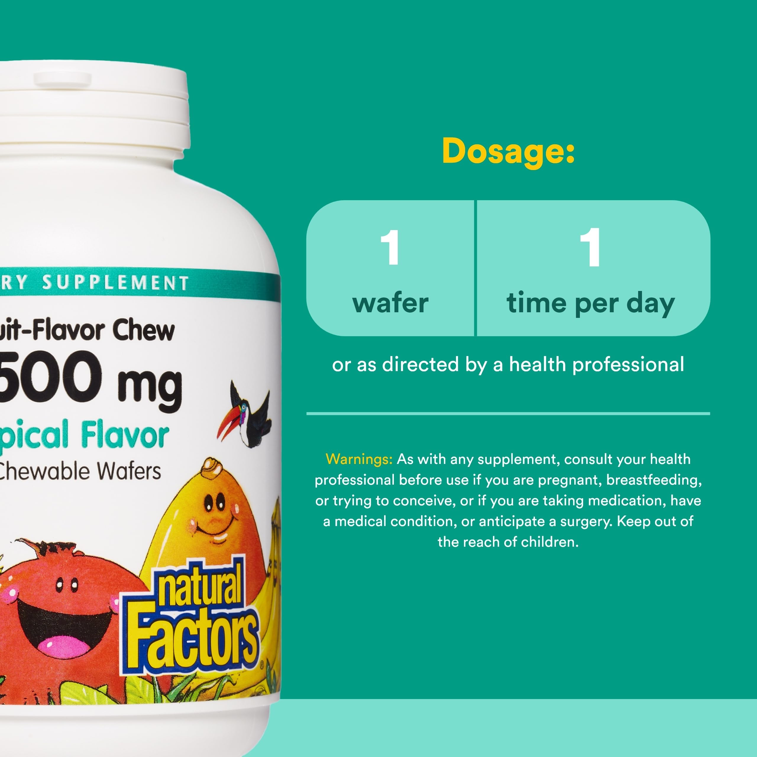 Pastilles masticables Natural Factors pour enfants, texture agréable.