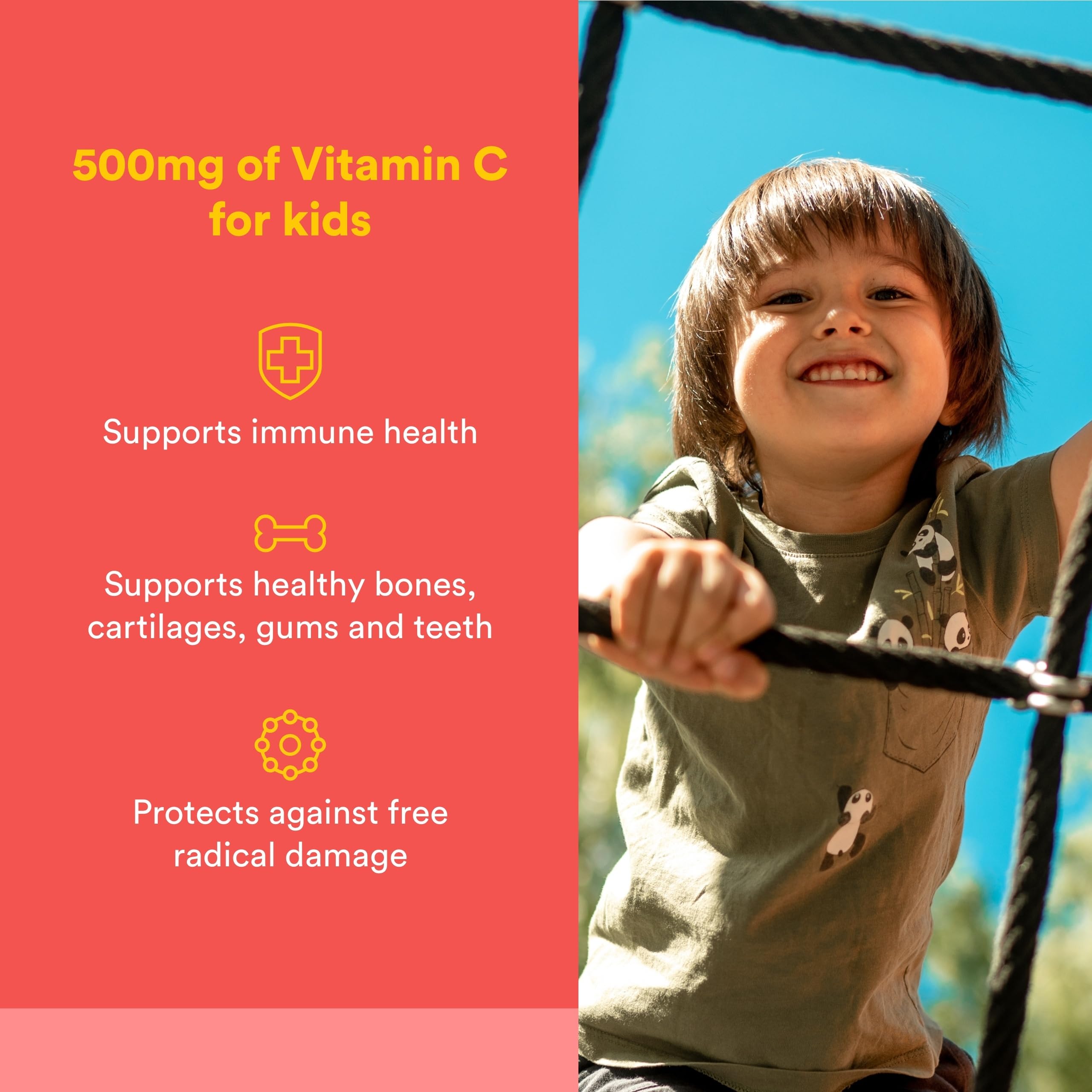 Natural Factors Kids Vitamine C goût fruit de la passion, énergie quotidienne.