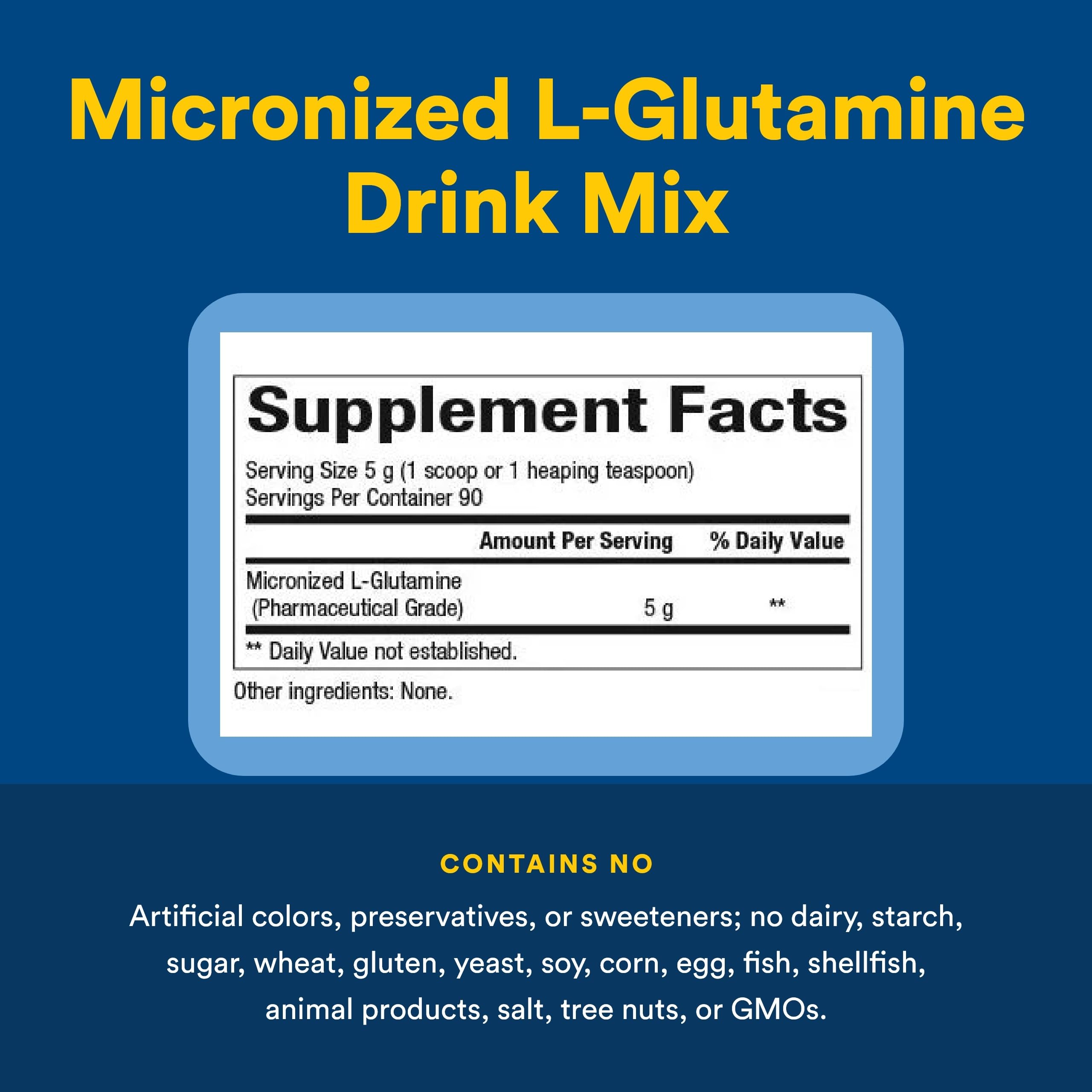 Natural Factors L-Glutamine: bouteille-16onces pratique pour usage quotidien sans sucre.