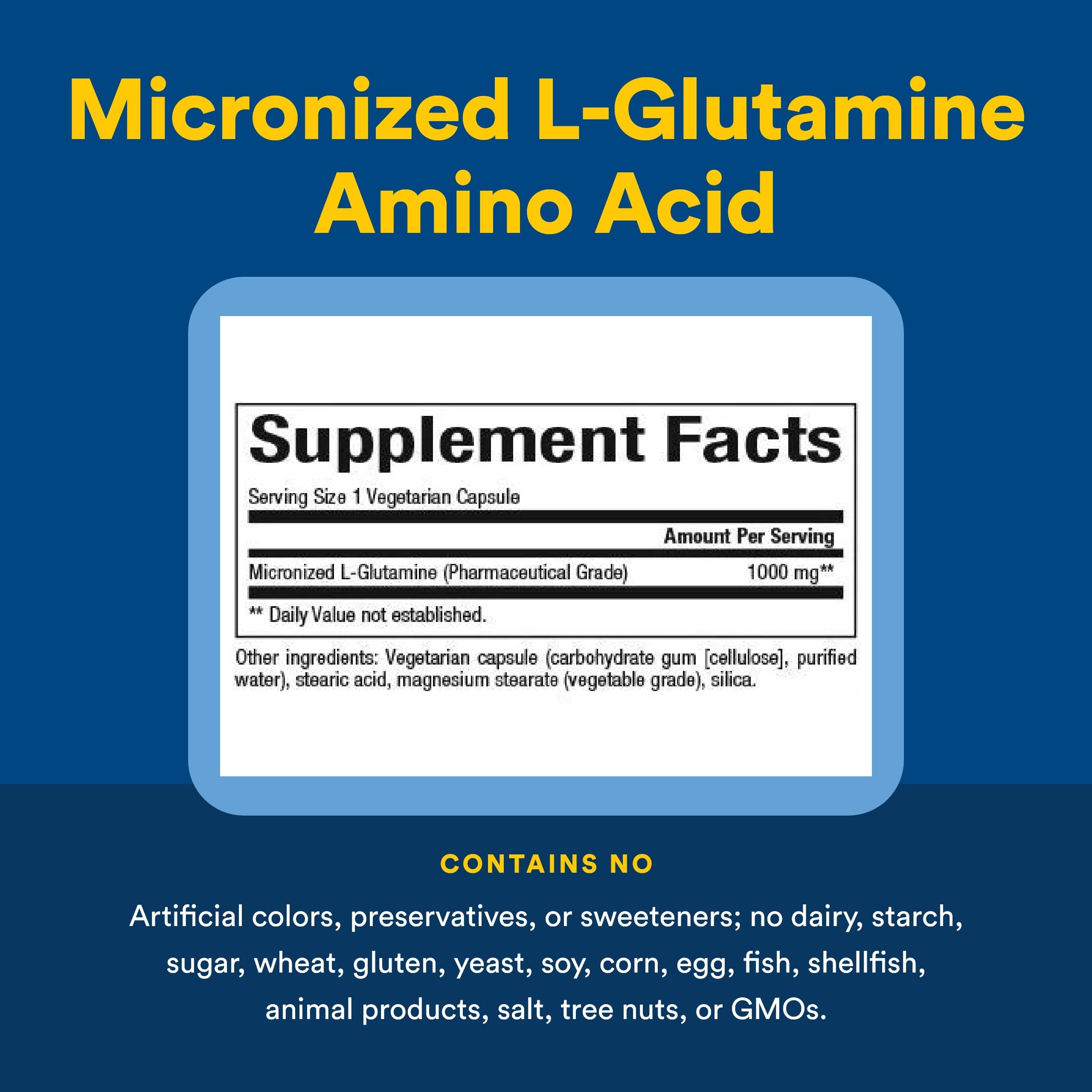 Natural Factors L-Glutamine micronisée 1000 mg — aide potentielle à la fonction cérébrale et au bien-être.
