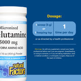Natural Factors L-Glutamine: bouteille-16onces pratique après l’entraînement pour récupération potentielle.