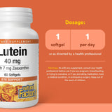 Natural Factors Lutein étiquette-boîte: informations claires sur les ingrédients essentiels.