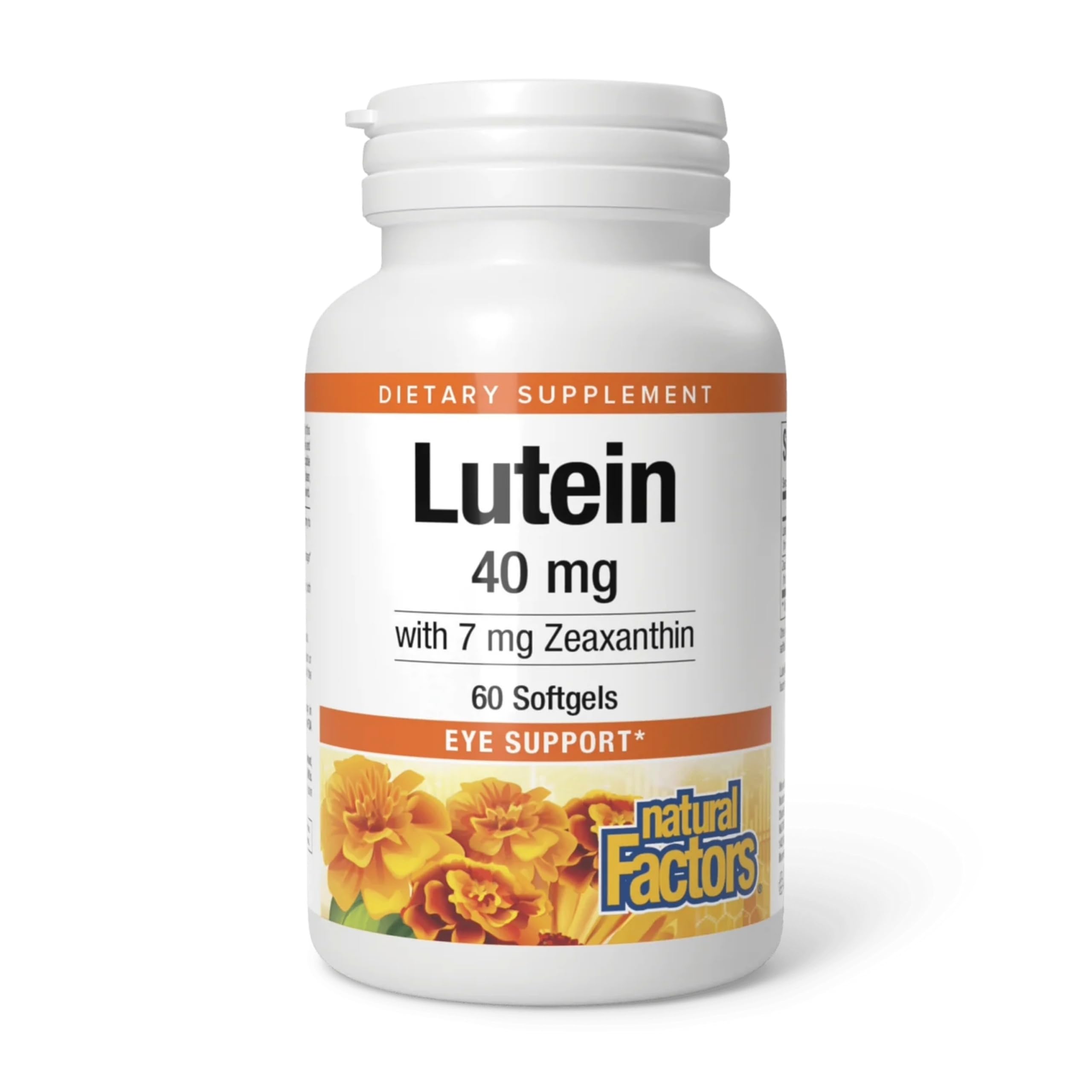 Natural Factors Lutein flacon-pilules: soutien naturel pour la rétine et la vision.