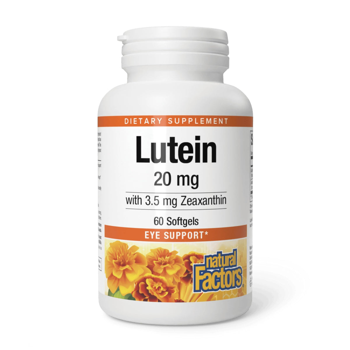 Natural Factors Lutein SoftGels, bouteille montrée, soutien potentiel à la vue.