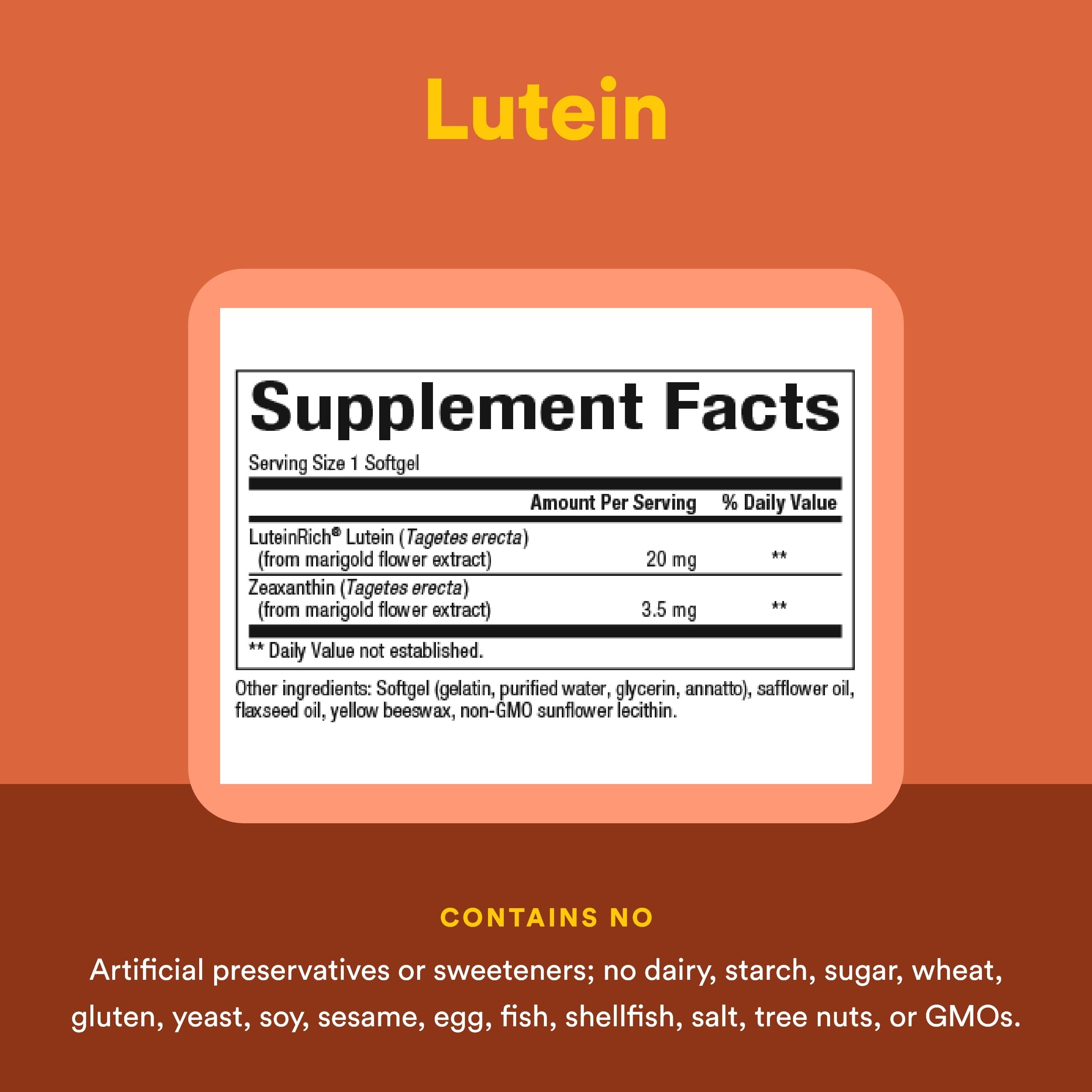 Natural Factors Lutein SoftGels, cultures biologiques certifiées sans pesticides.