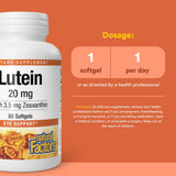 Natural Factors Lutein SoftGels, vue et peau soutenues.