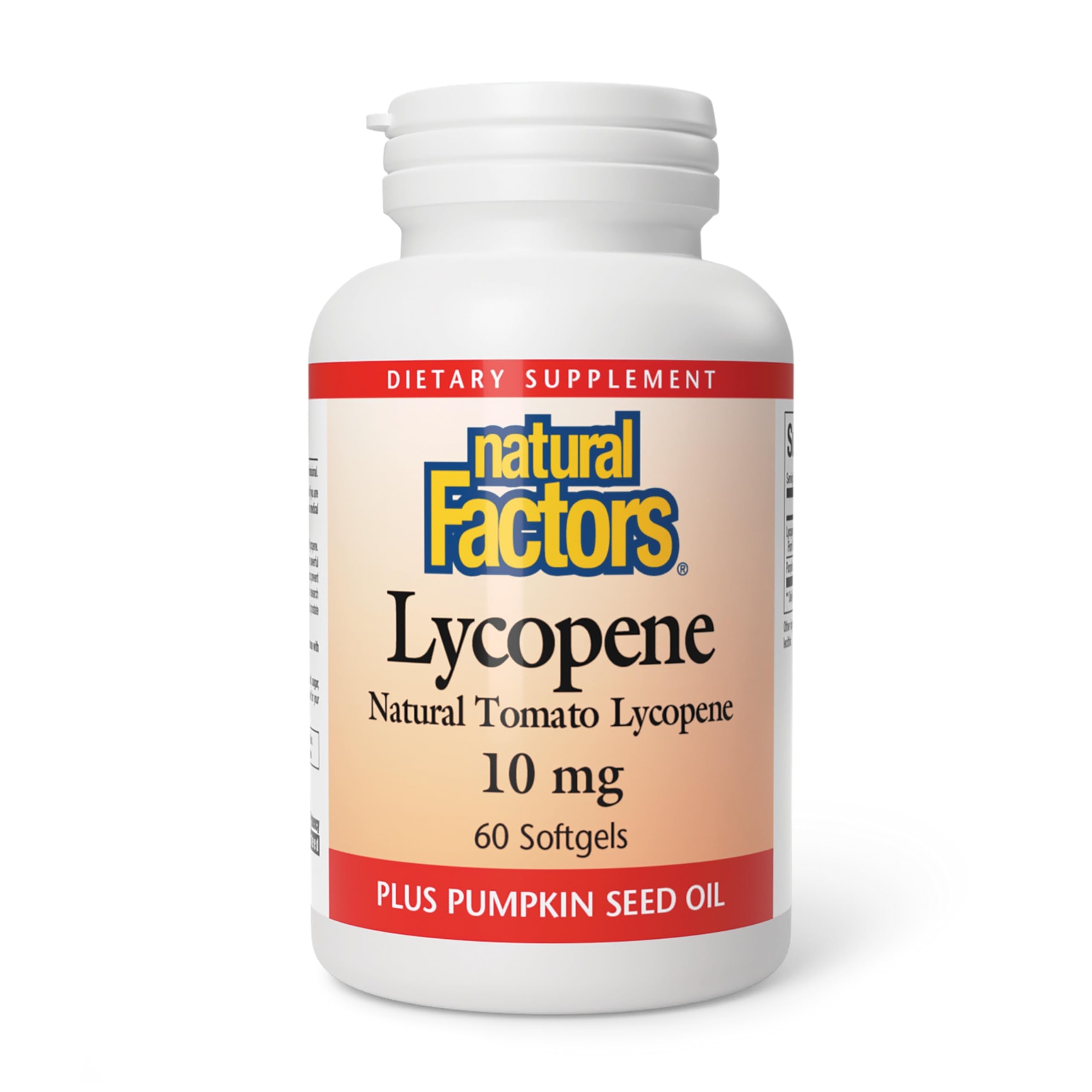Natural Factors Lycopène 10 mg capsules : capsules faciles à avaler pour un soutien antioxydant potentiel.