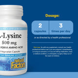 Natural Factors L-Lysine – etiquette-produit avec informations claires et traçabilité