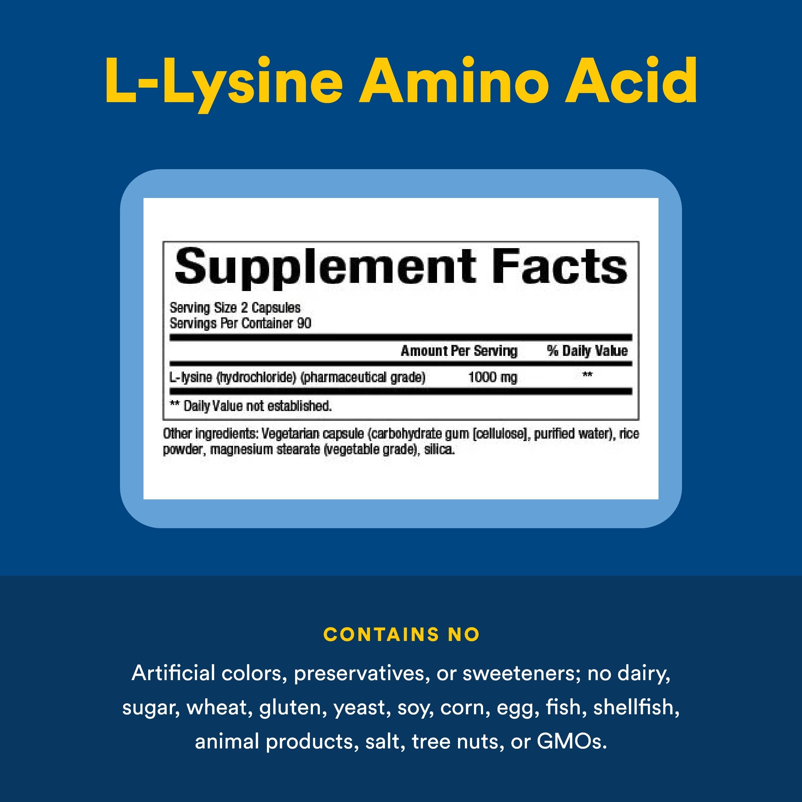 Natural Factors L-Lysine, fiche nutritionnelle visible pour planifier l'apport journalier.
