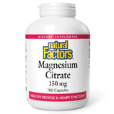 Natural Factors Magnésium Citrate 150 mg, bouteille: soutien potentiel des muscles et du cœur.