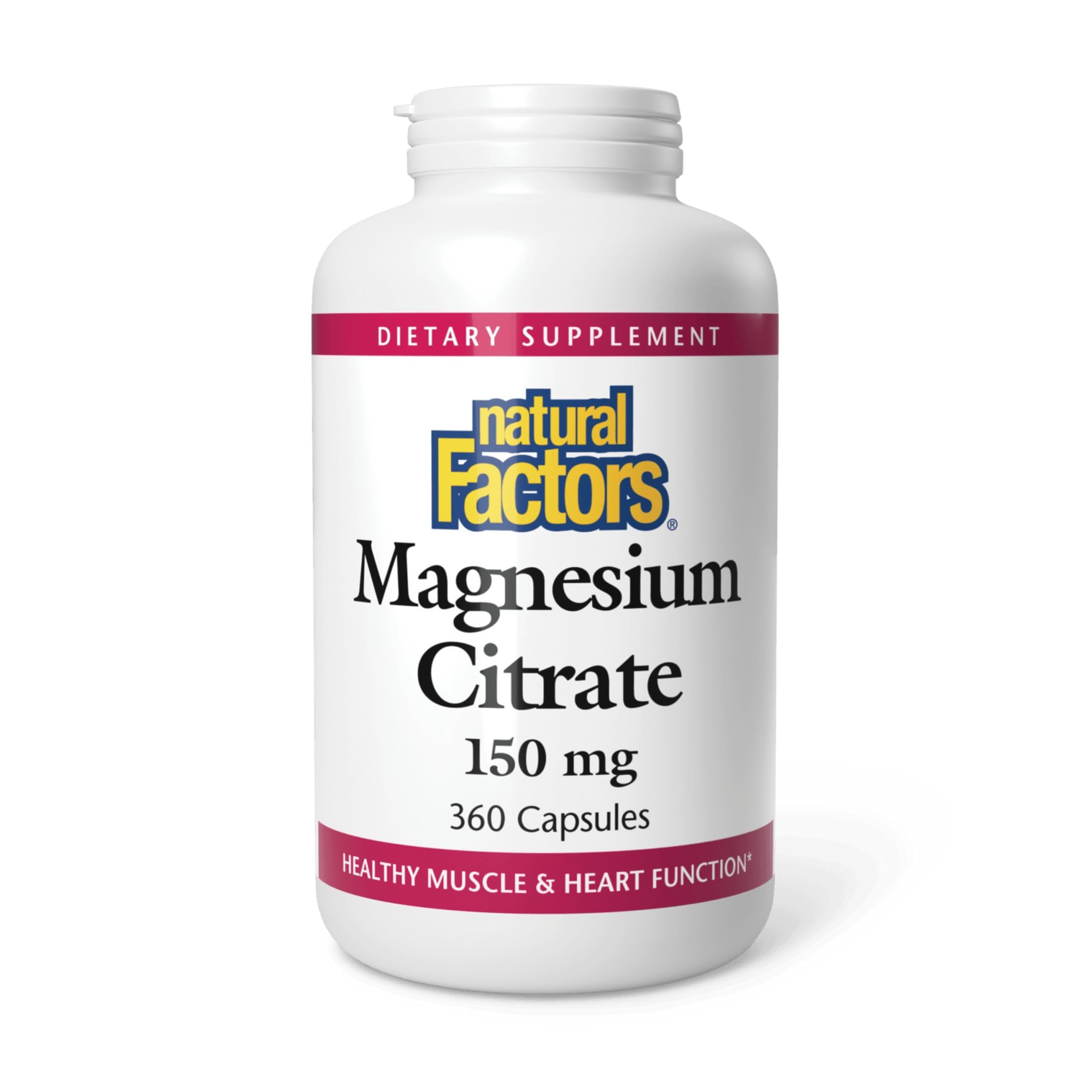 Natural Factors Magnésium citrate 150 mg capsules, soutien musculaire facilement assimilable