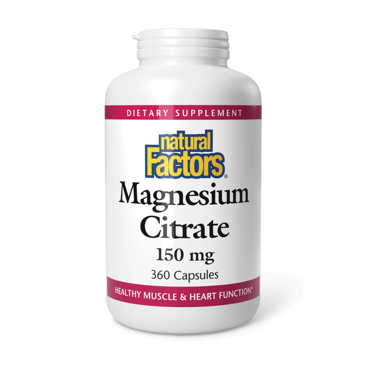 Natural Factors Magnésium citrate 150 mg capsules, soutien musculaire facilement assimilable