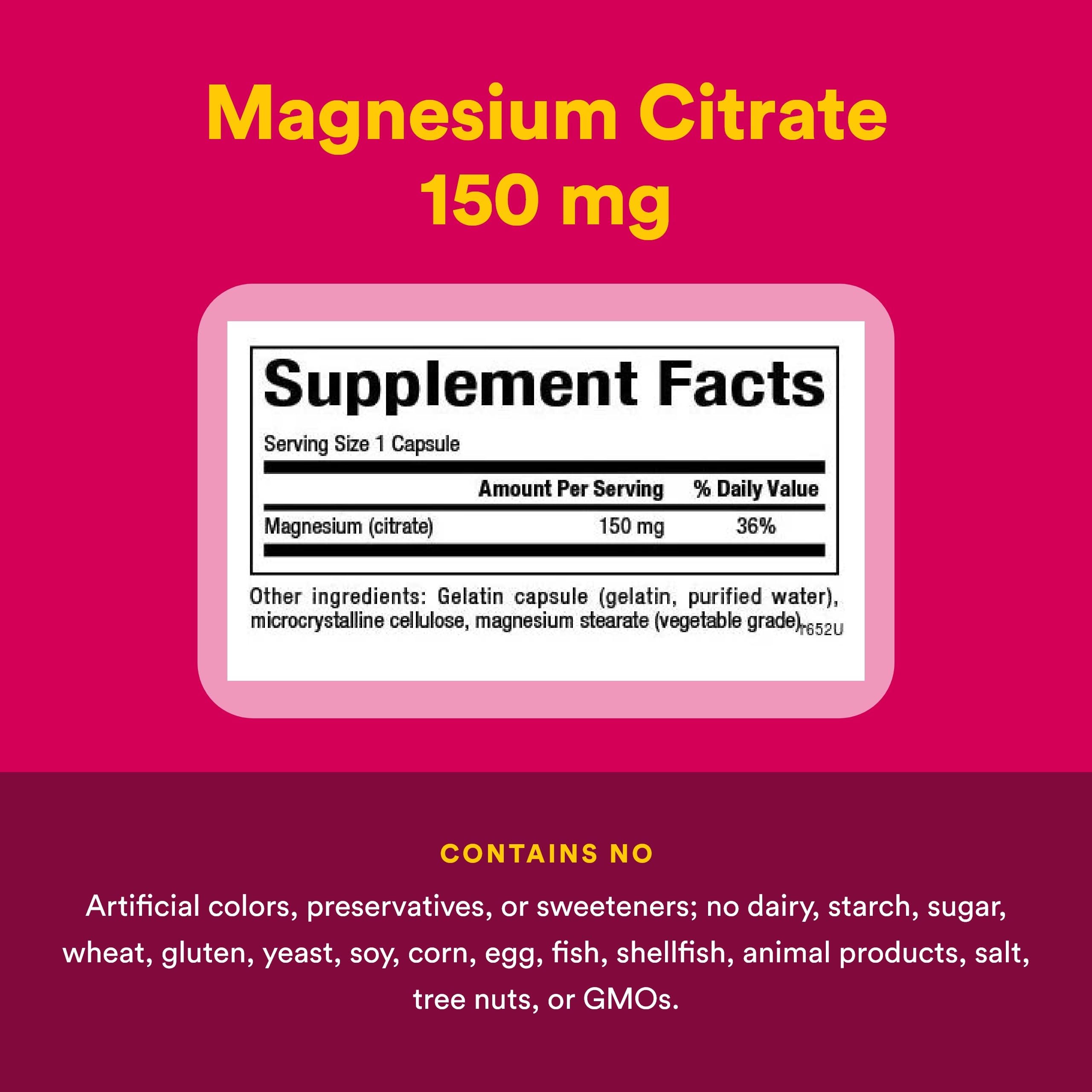 Natural Factors Magnésium Citrate 150 mg, étiquette: dosage clair et pratique.