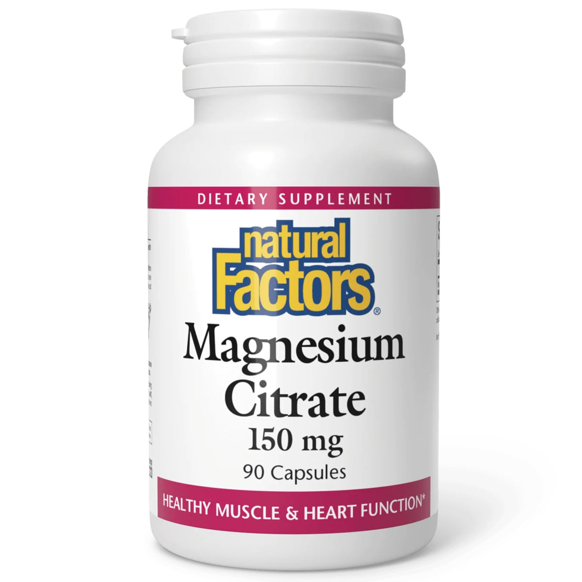Natural Factors Magnésium Citrate – bouteille et soutien musculaire possible