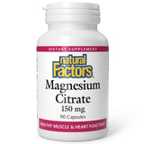 Natural Factors Magnésium Citrate – bouteille et soutien musculaire possible