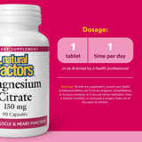 Natural Factors Magnésium Citrate – étiquette informative sur les ingrédients
