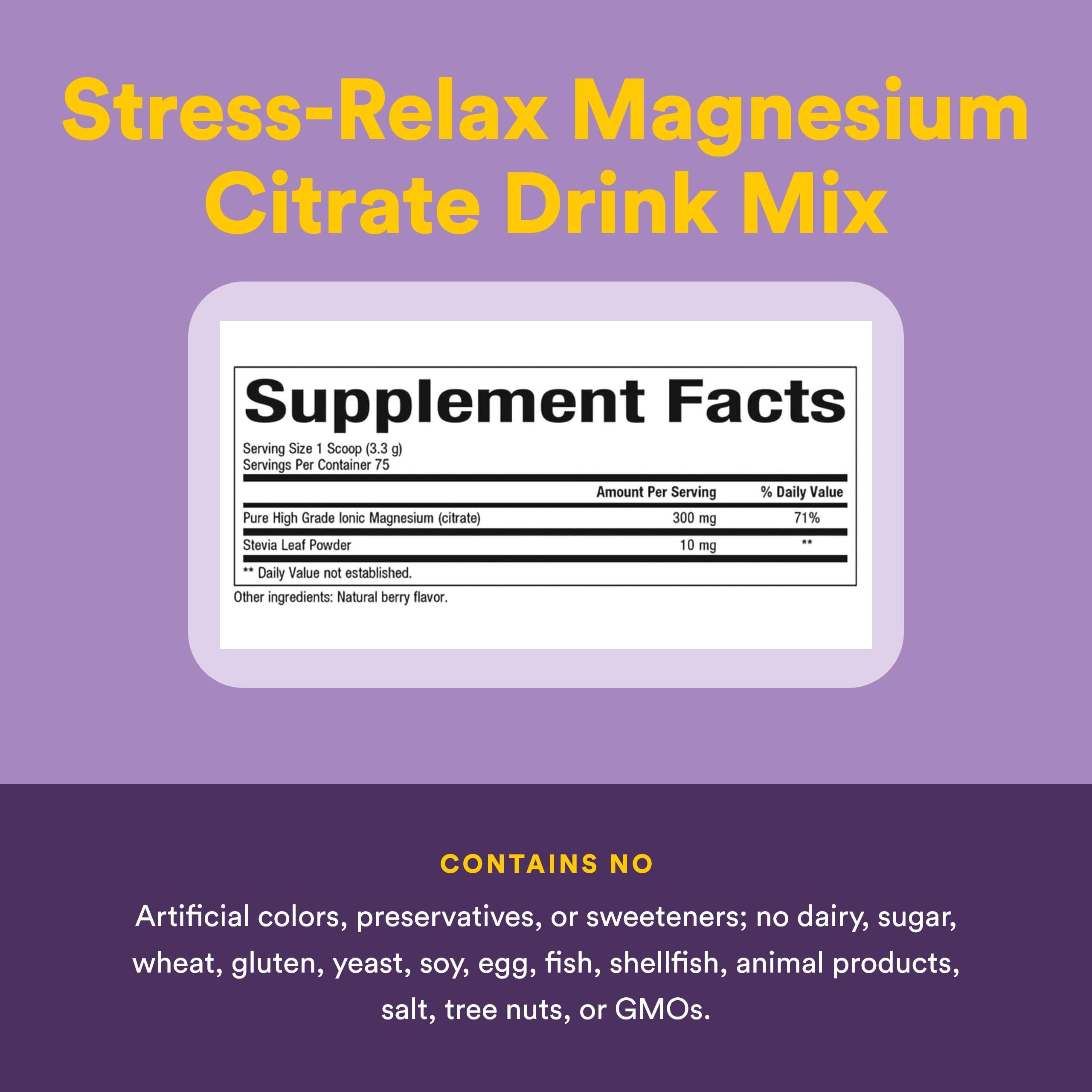 Natural Factors Magnésium Citrate Poudre se dissout aussi dans eau froide après fizz