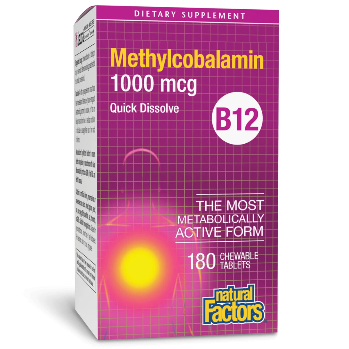 Natural Factors Methylcobalamine 1000 mcg, bouteille: soutien potentiel à l'énergie quotidienne.