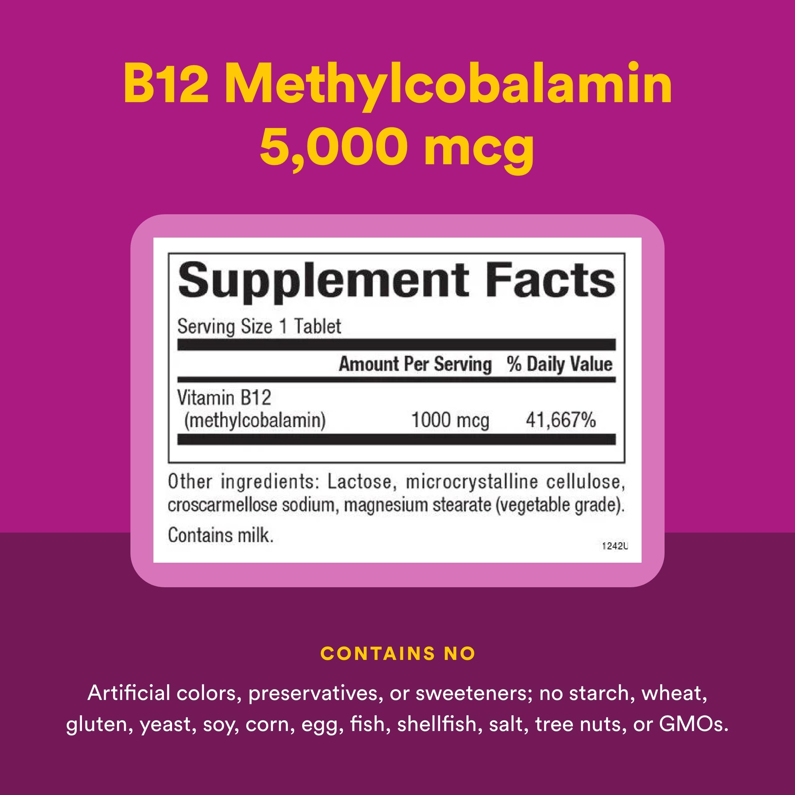 Natural Factors Methylcobalamine 1000 mcg, étiquette et forme active B12.