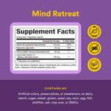 Natural Factors Mind Retreat étiquette : emballage clair facilitant l’usage quotidien.