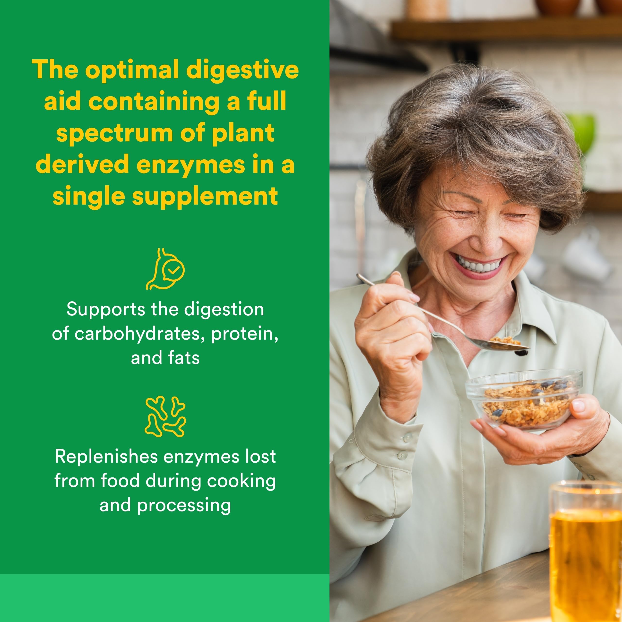 Natural Factors Multi Enzyme – capsules en gros plan, formule vegan