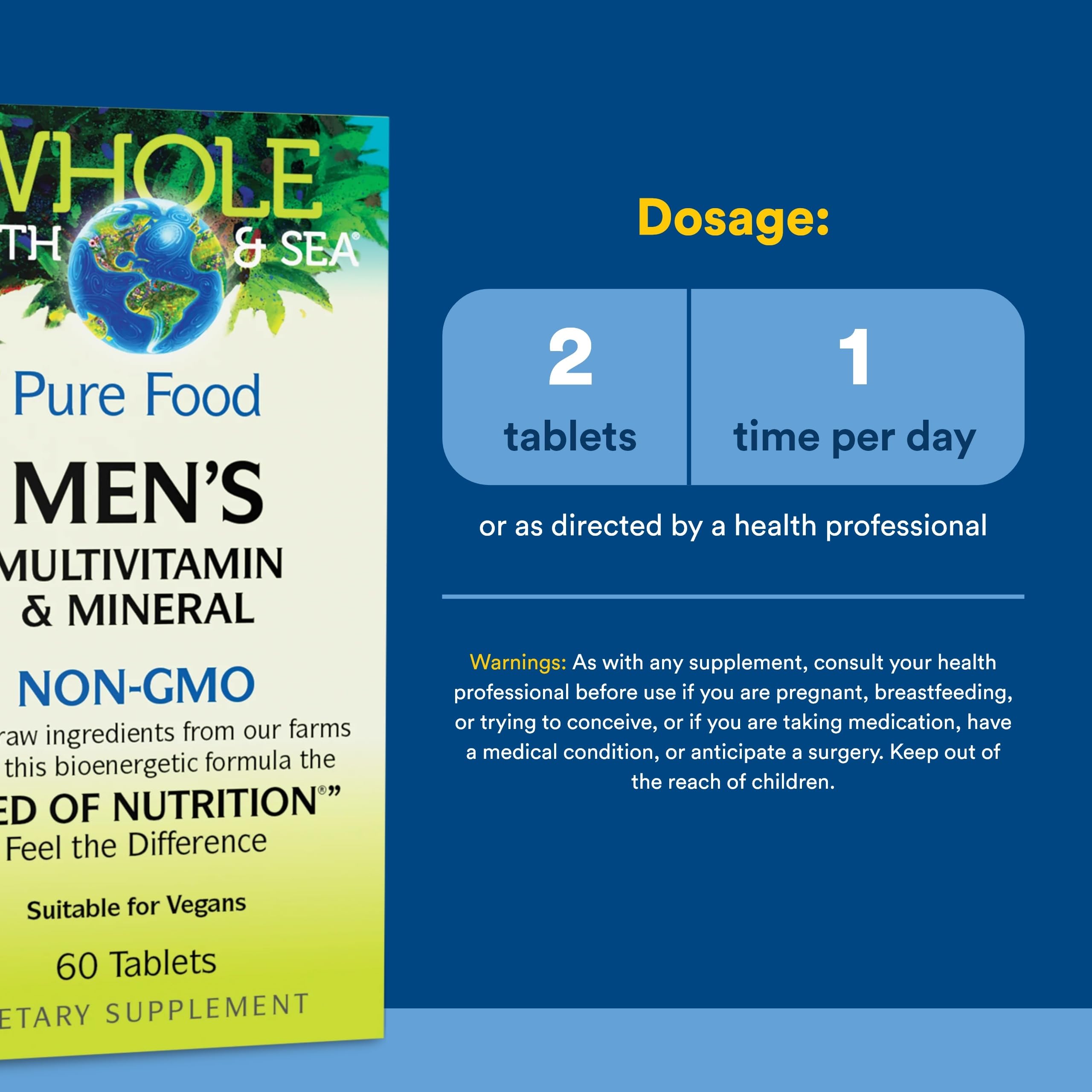 Natural Factors Multivitamines pour Hommes étiquette claire et informations sur les nutriments