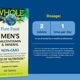 Natural Factors Multivitamines pour Hommes étiquette claire et informations sur les nutriments