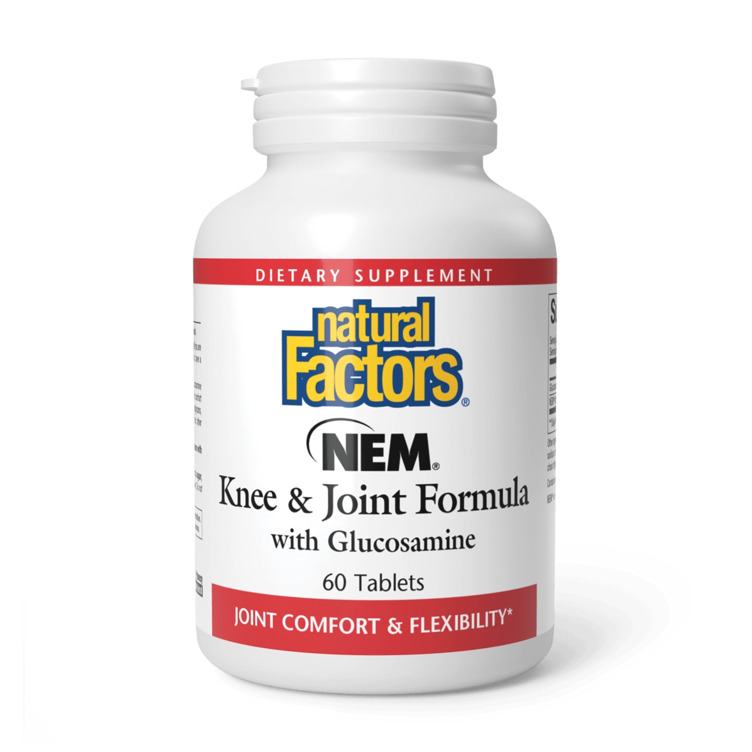 Natural Factors NEM Knee & Joint, bouteille: soutien quotidien des articulations et mobilité.