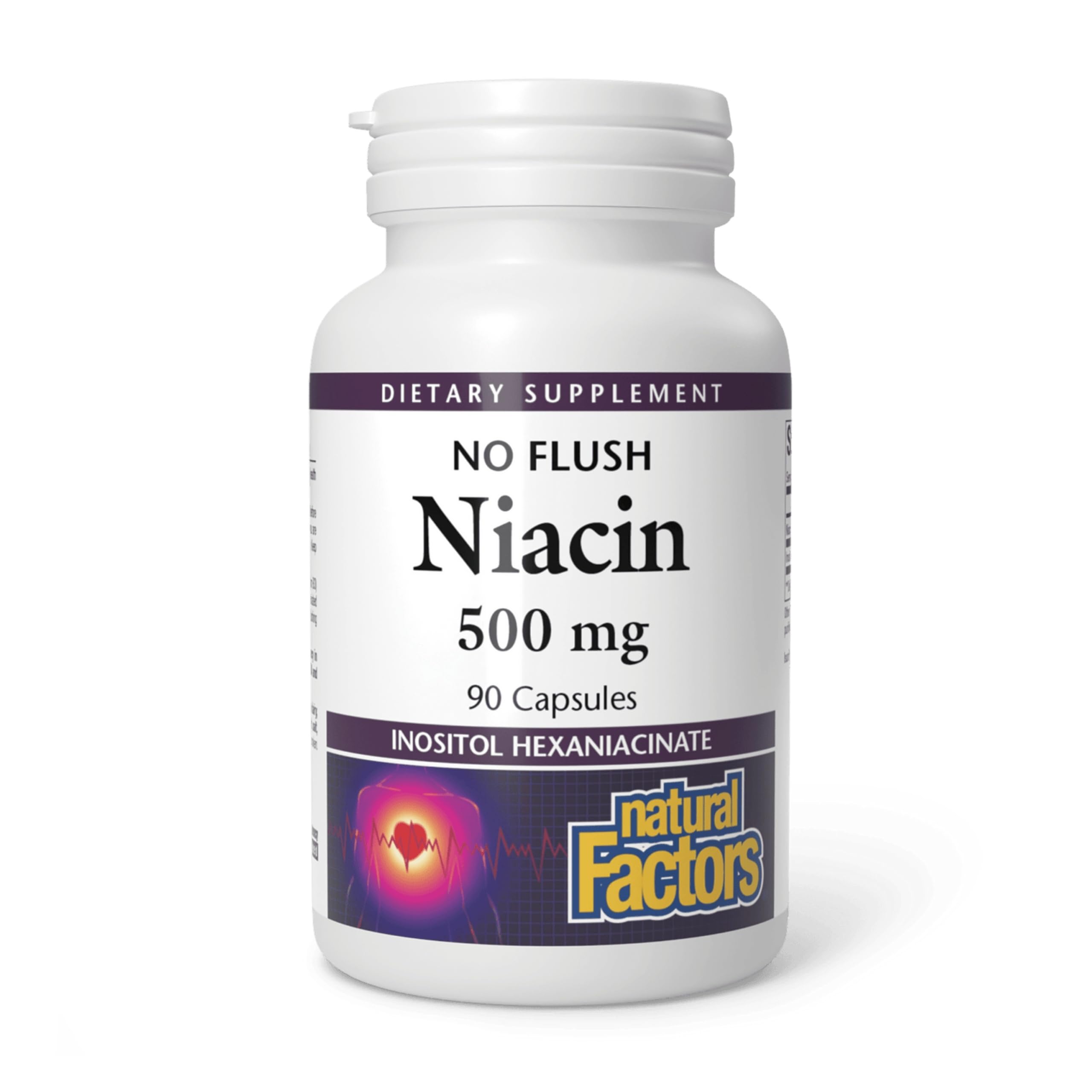 Natural Factors No Flush Niacin 500 mg : bouteille prête à l’emploi, énergie potentielle.