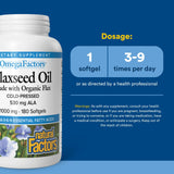 Natural Factors Omega Factors, étiquette sur le flacon, indication claire de la traçabilité.