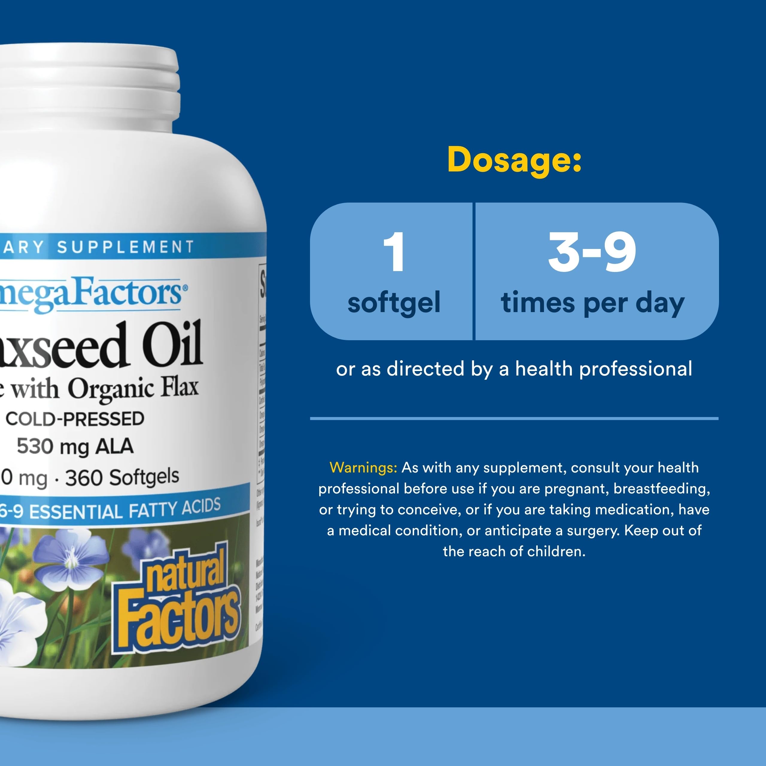 Natural Factors Omega Factors pressee-a-froid – huile préservant les acides gras essentiels