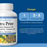 Natural Factors Omega Factors Ultra Prim — étiquette montrant certification ISURA pour pureté.