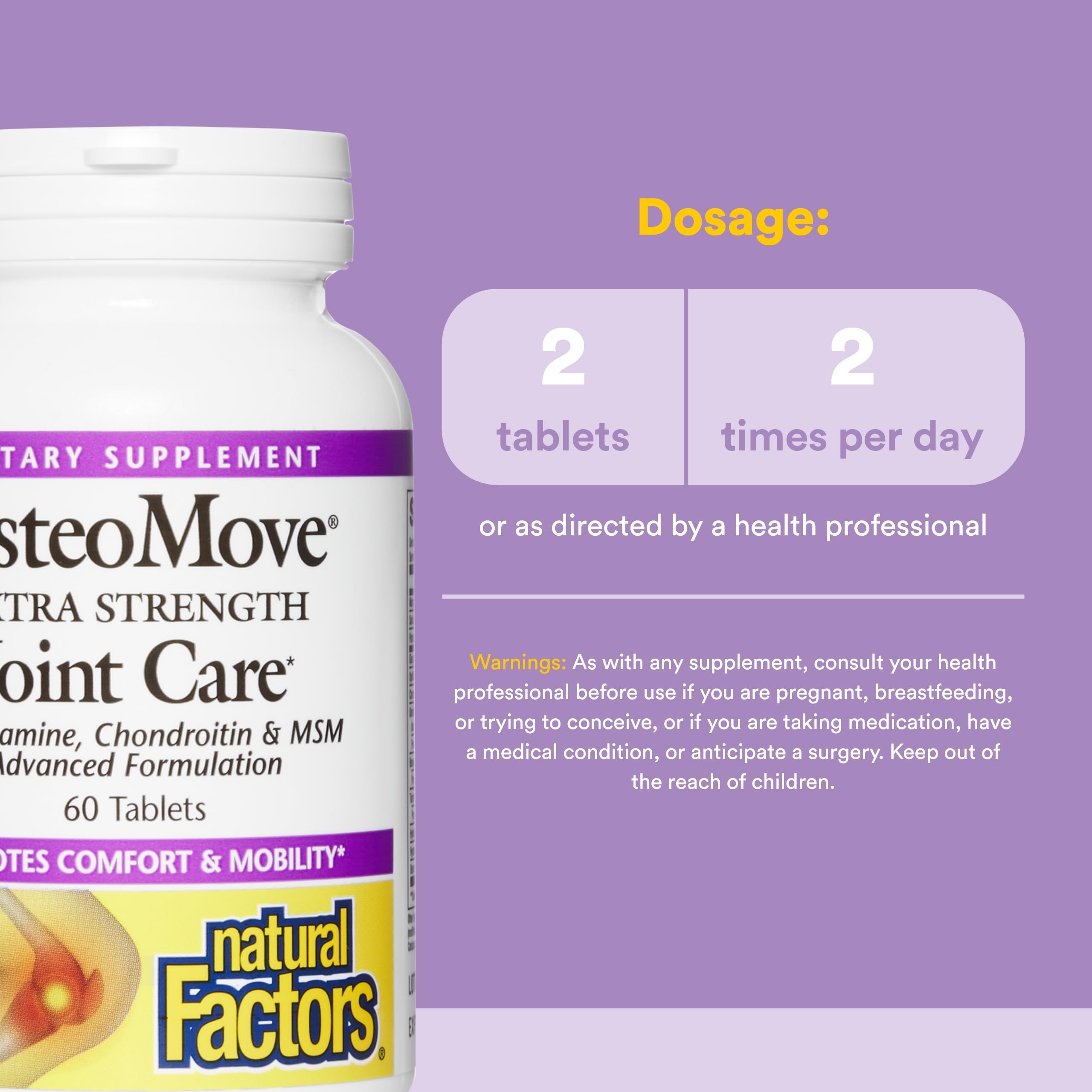 Natural Factors OsteoMove : tablettes compactes pour le confort articulatoire après l effort.