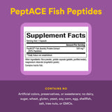 Natural Factors PEPTACE® – emballage avec informations de tests indépendants et certification.
