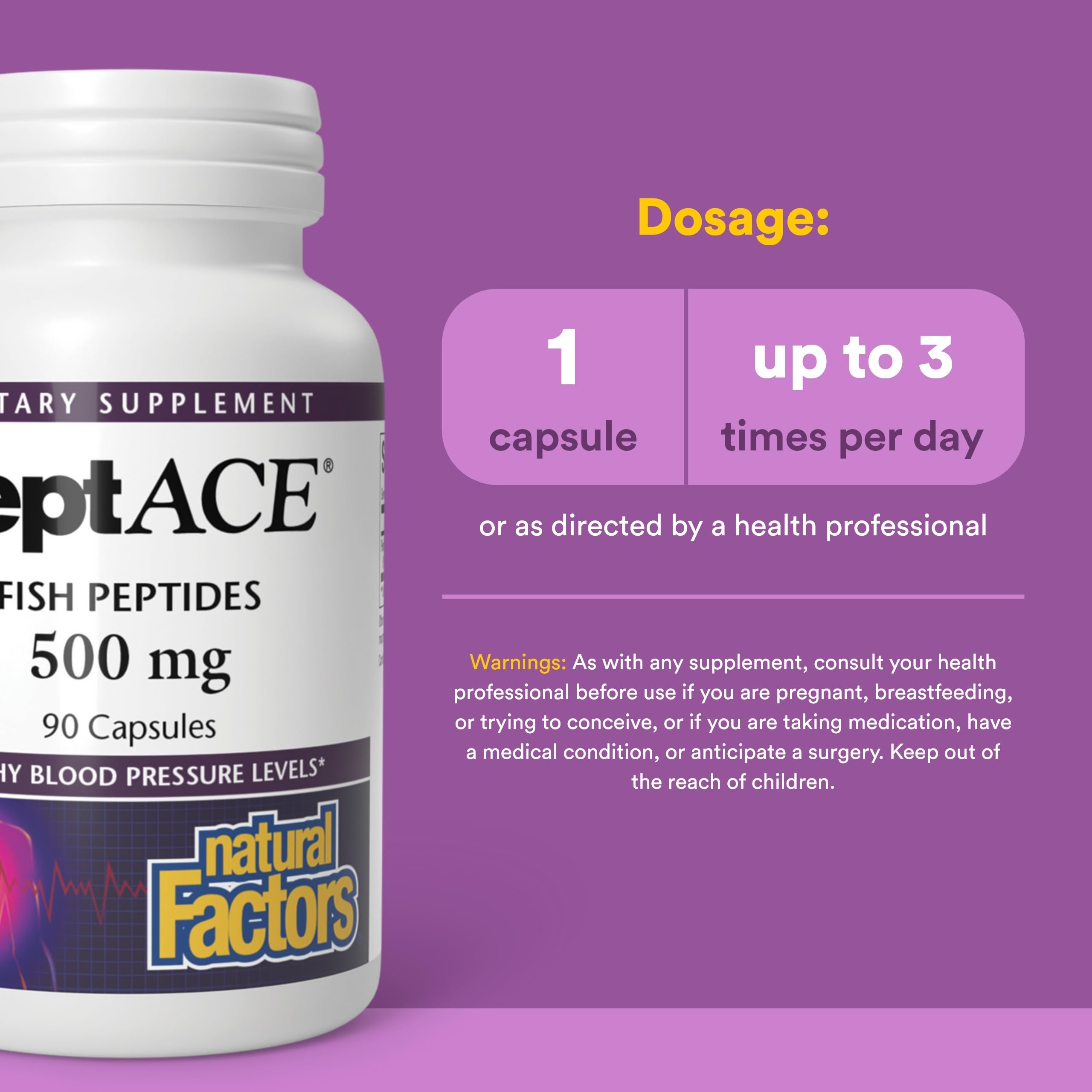 Natural Factors PEPTACE® – étiquette clairement sans colorants ni allergènes.