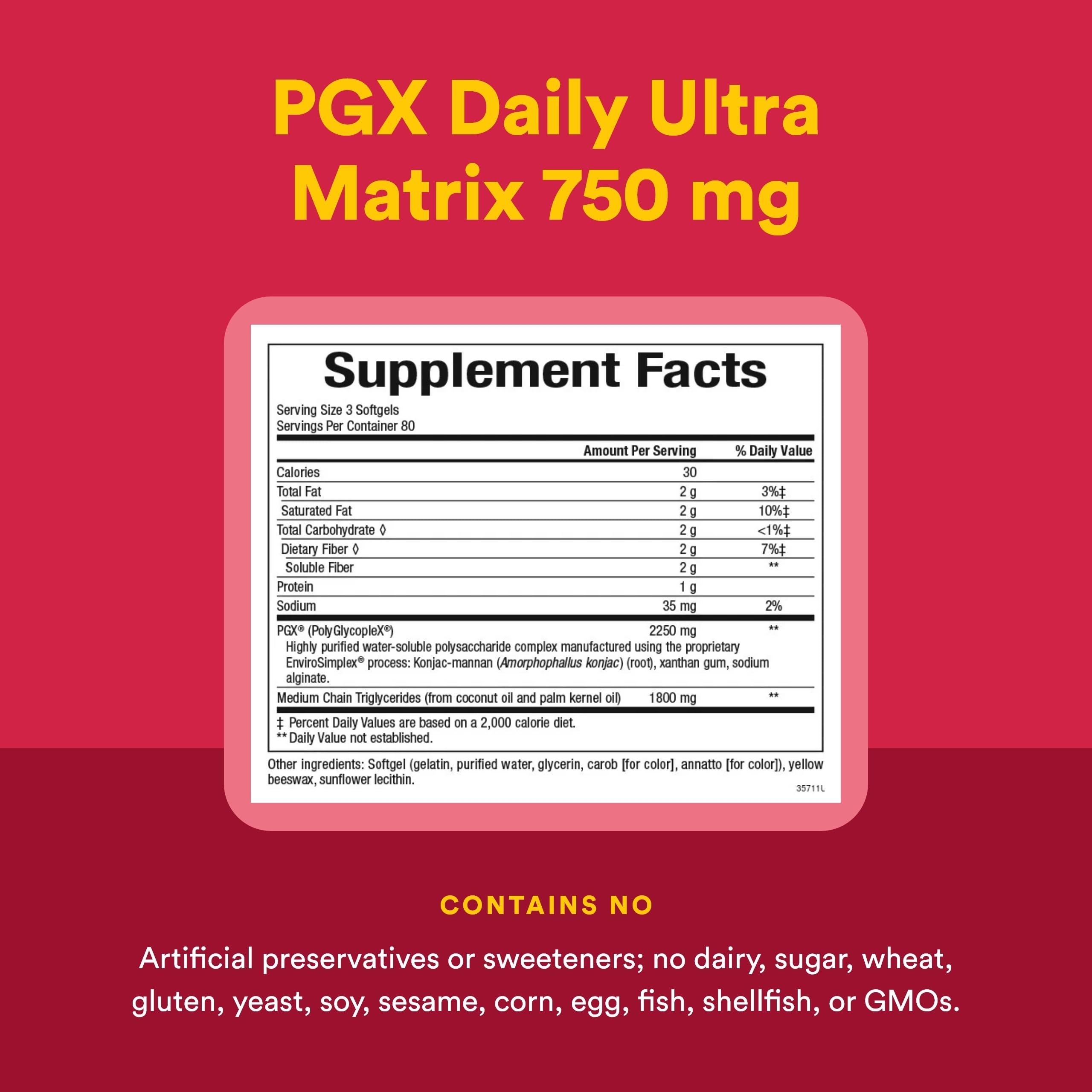 Natural Factors PGX Daily Ultra Matrix – ingrédients végétaux et calcium pour le soutien nutritionnel.
