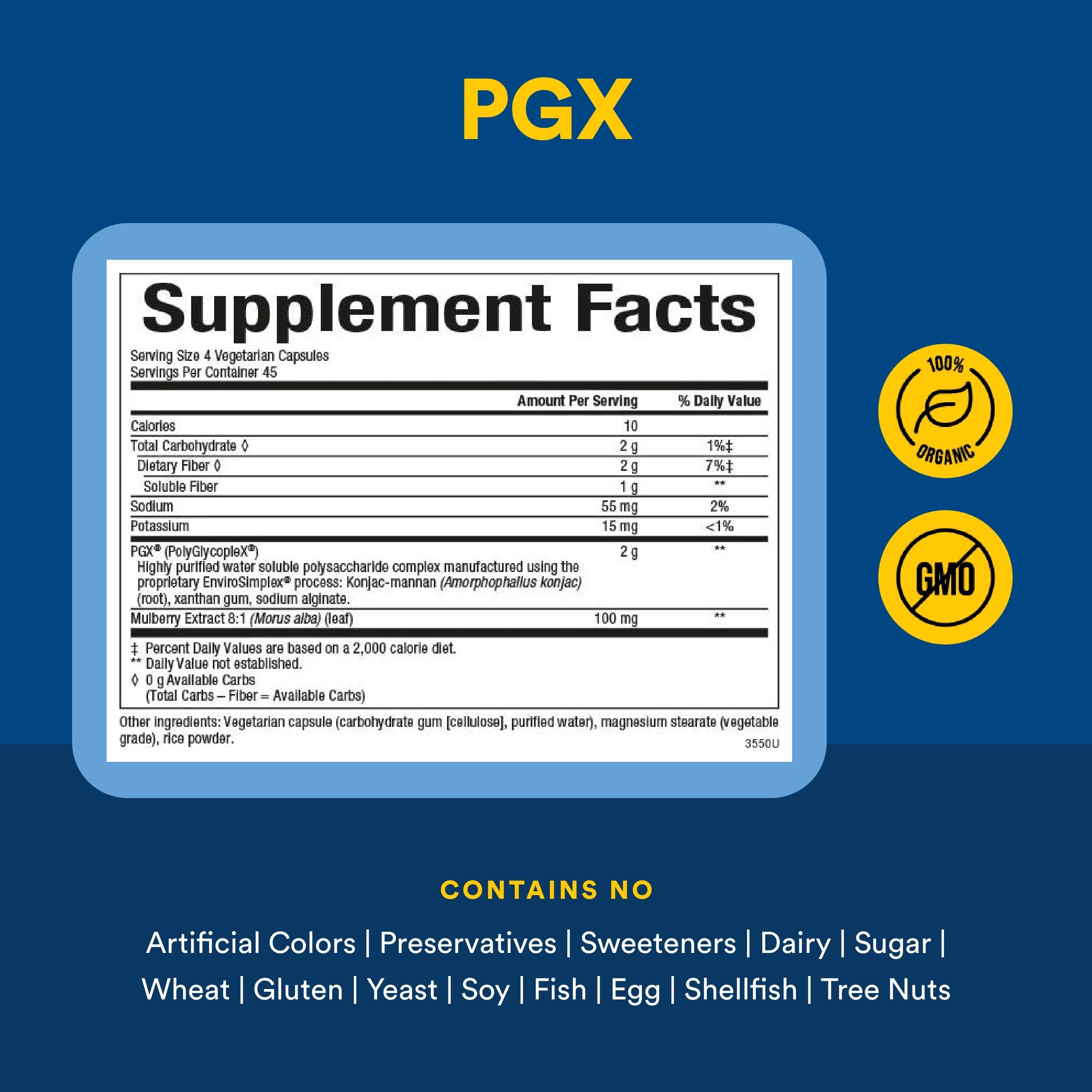 Aperçu des ingrédients PGX Ultra Matrix Plus en capsules végétariennes