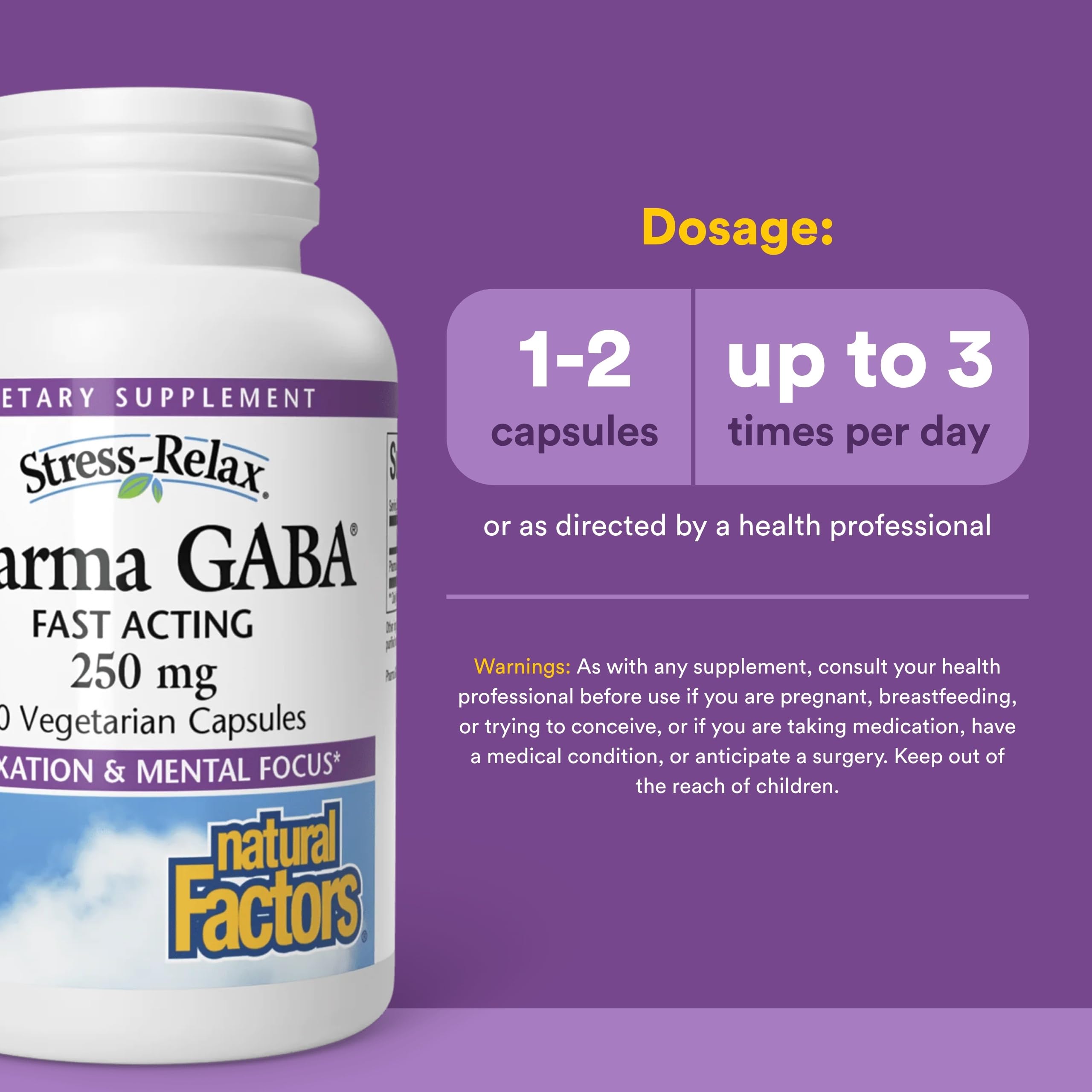 Natural Factors Pharma GABA : tablettes, absorption rapide pour le focus