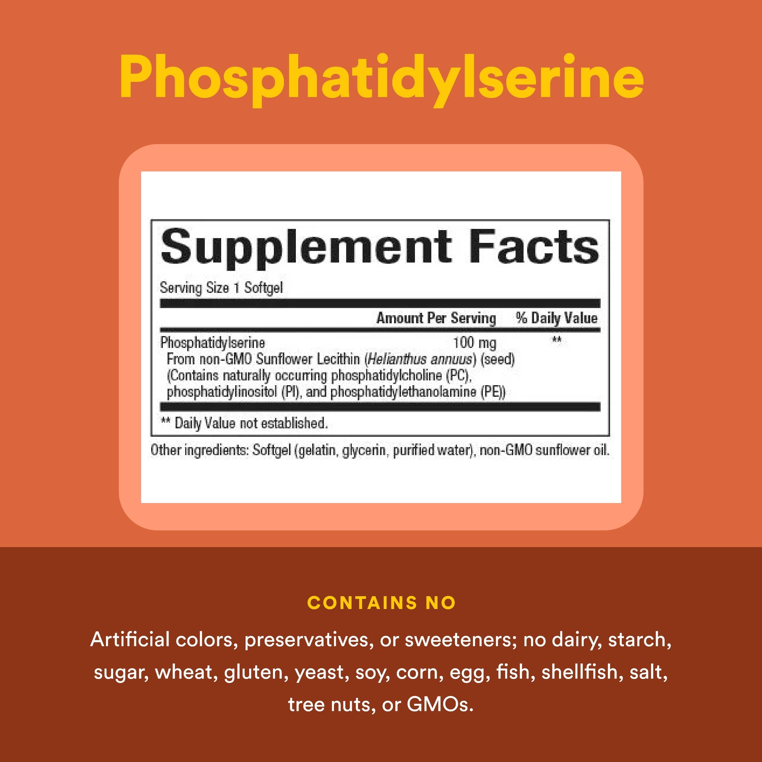 Natural Factors Phosphatidylserine, étiquette sans soja et gluten: compatibilité mode de vie.