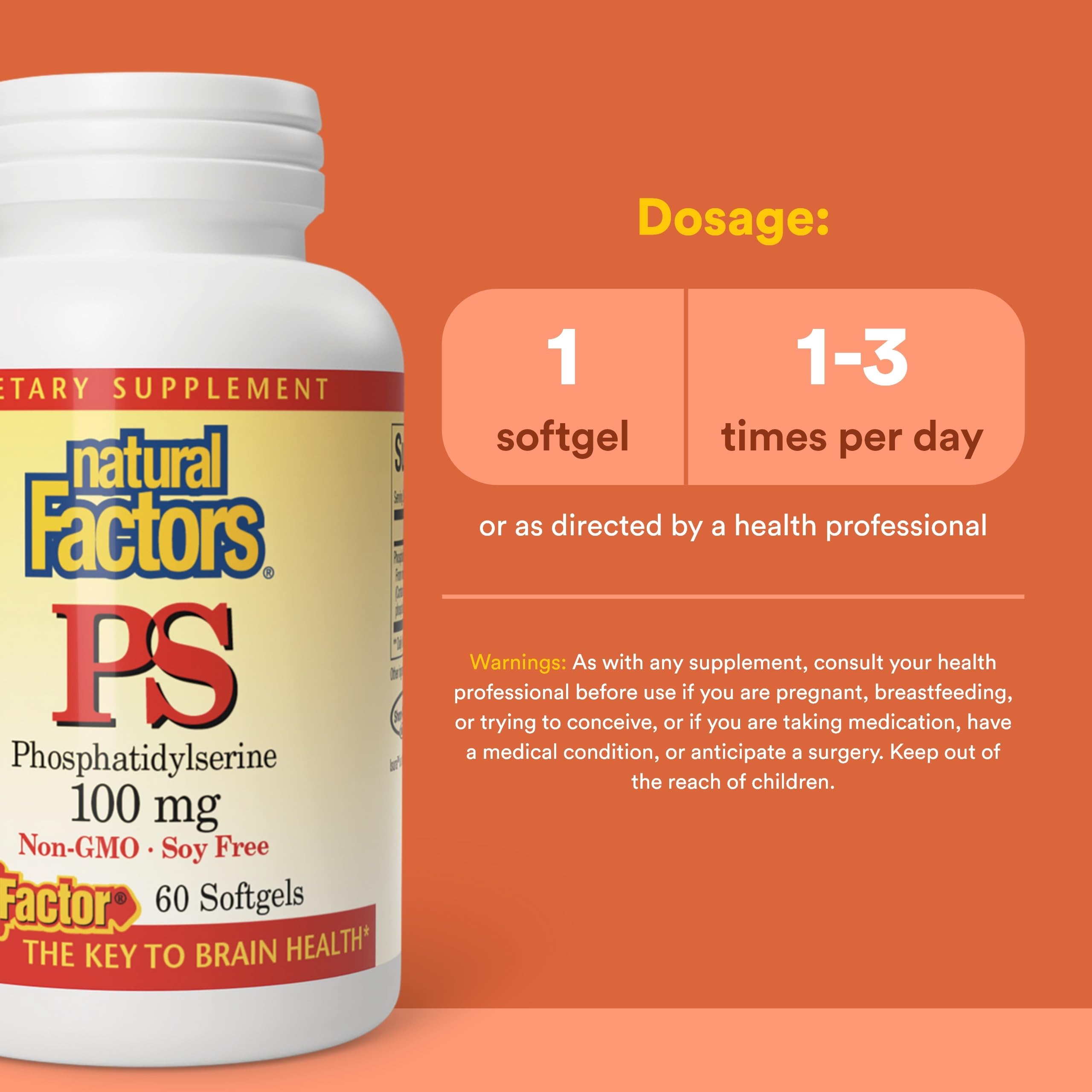Natural Factors Phosphatidylserine, gélules: aide potentielle à l’attention et à la concentration.