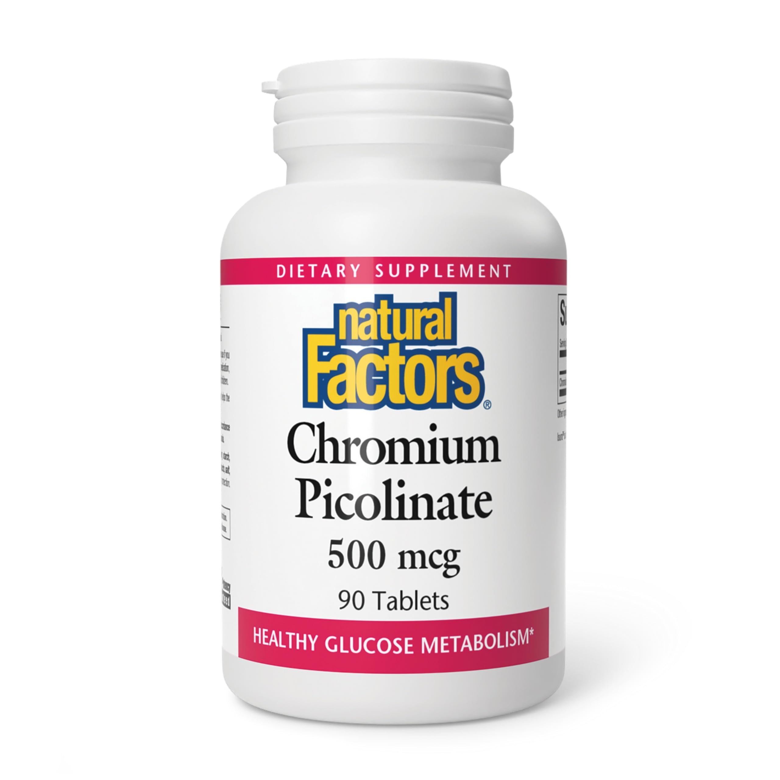 Natural Factors picolinate de chrome, bouteille 4-pack pour une routine pratique et organisée.