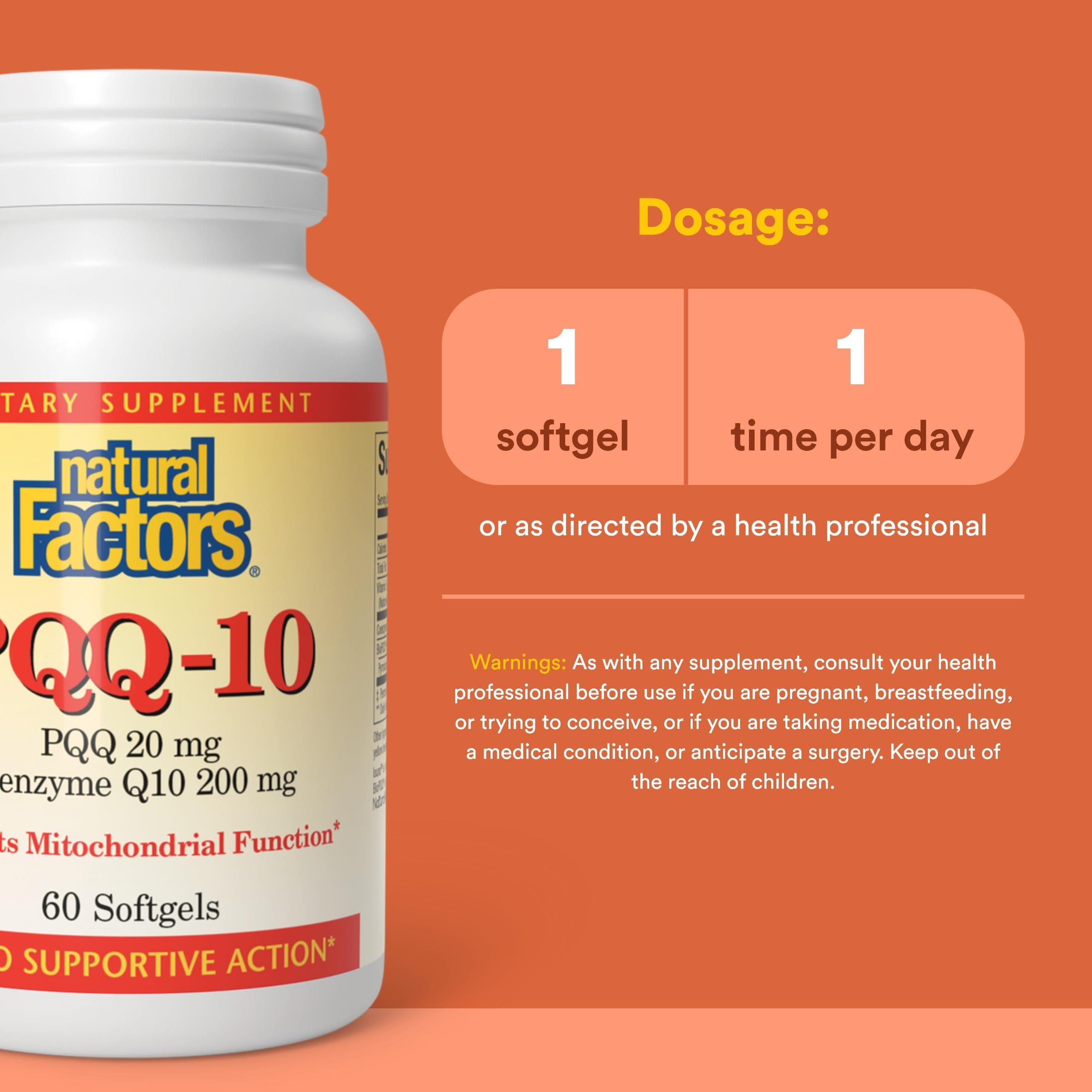 Natural Factors PQQ-10: énergie mitochondriale et soutien CoQ10.