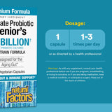 Natural Factors Probiotic Senior échange microbien, équilibre du microbiote et confort intestinal.