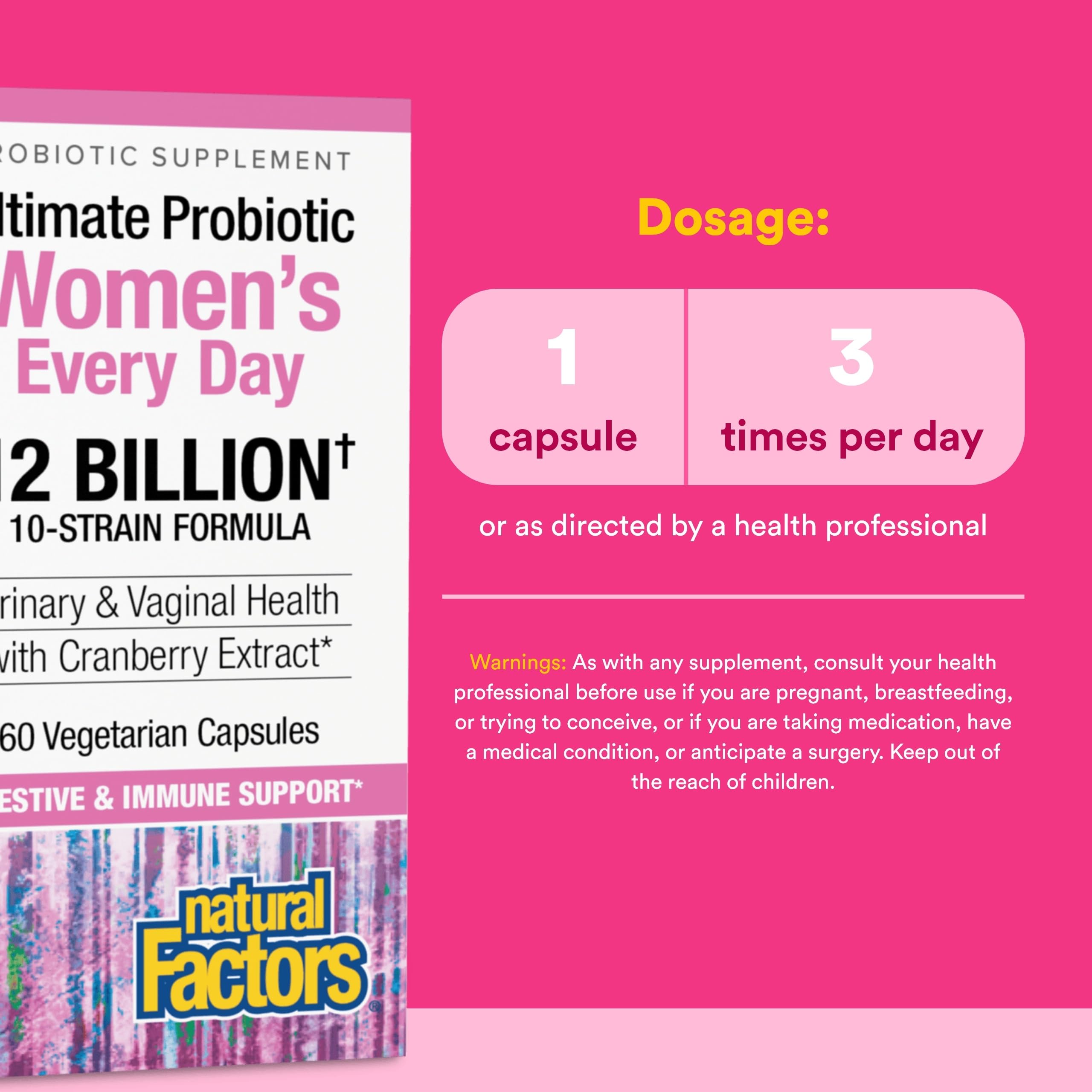 Natural Factors Probiotique Femmes – 12 milliards CFU pour l'équilibre intestinal