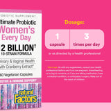 Natural Factors Probiotique Femmes – 12 milliards CFU pour l'équilibre intestinal