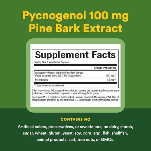 Natural Factors Pycnogenol – extrait d’écorce de pin maritime français pour les antioxydants.